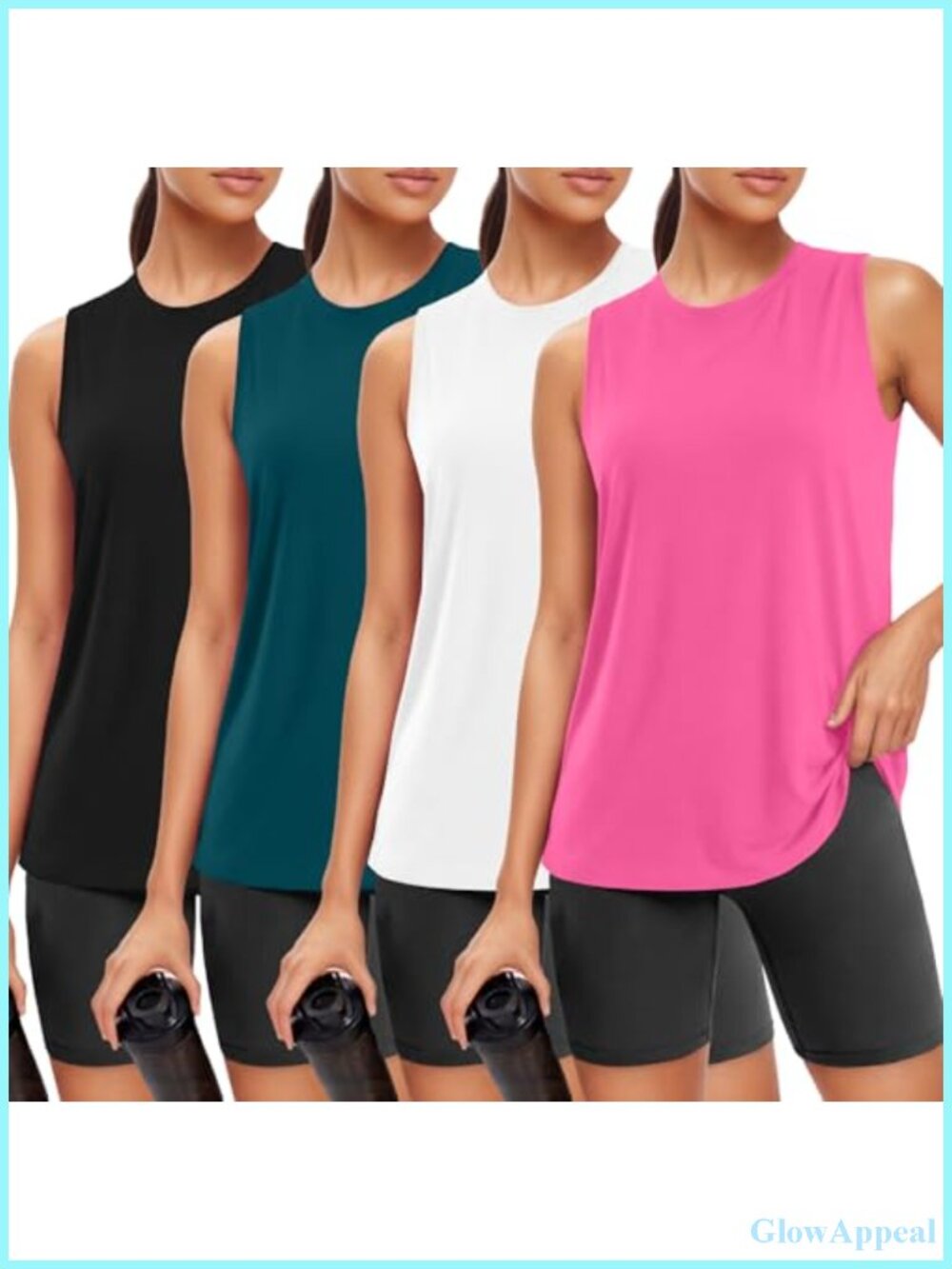 4 Pack Women's Sleeveless Athletic Tank Tops Loose Fit Crew Neck Workout Shirts